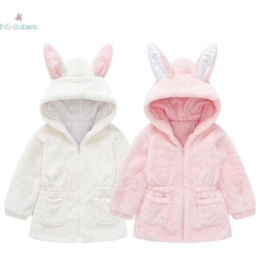 New Arrival Children Girls Jackets with hooded winter Child Fur Coat long sleeve Pink fur Coat Kids 24m-6y warm jacket for girl