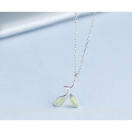 L&P 925 Sterling Silver Simple Leaf Necklace for womens 925 Sterling Silver Sparkling Leaves Long Pendant Necklace