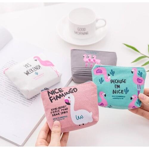 Sweet Flamingo Coin Purses Women Small Wallets Ladies Mini Clutch Change Purse Child Girl Zipper pouch card bag