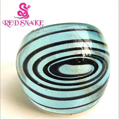 RED SNAKE Fashion Ring Handmade Green with black Galactic band Murano Glass Rings