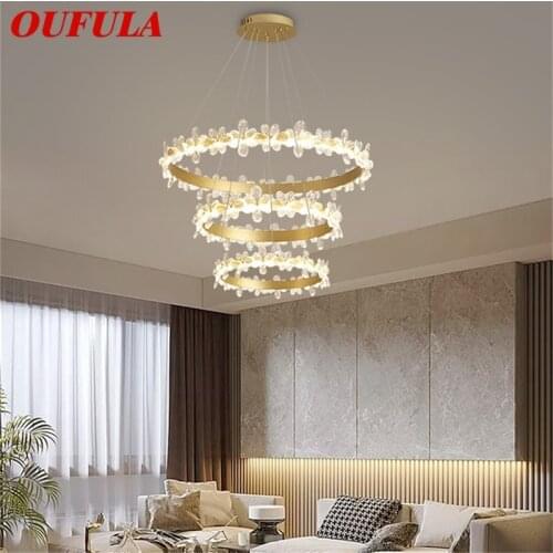 OUFULA Nordic Pendant Lights Gold Contemporary Luxury Crystal LED Lamp Fixture For Home Decoration