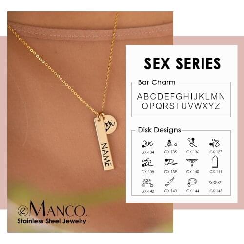 EManco SEX SERIES Necklace Custom Name Pendant Masquerade Mask Chain Firting Necklace Choker Female 316L Stainless Steel Jewelry