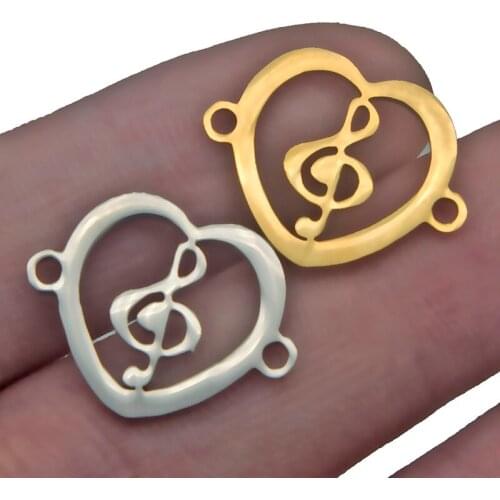5pcs Stainless Steel Gold Love Musical Note Pendant Charms DIY Bracelet Necklace Finding Jewelry Making Accessories Aka Sorority