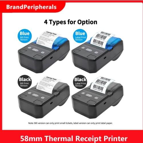 Portable 58mm Thermal Receipt Printer Wireless BT Mini Bill Ticket POS Mobile Printer with Rechargeable Battery Support ESC/POS