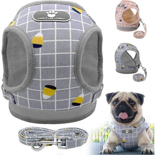 4 Style Dog Harness Soft Mesh Pet Puppy Harness Leash Set Pug French Bulldog Vest Harnesses For Small Medium Dogs Cats Chihuahua