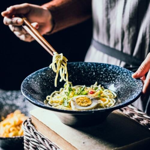 Wide Mouth Bowl Japanese Ceramic Ramen Bowl Kimchi Bowl Instant Noodle Bowl Soup Bowl Large Rice Bowl Soup Bowl