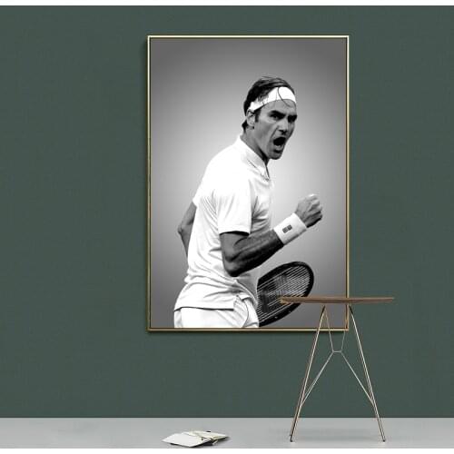 Roger Federer Rafael Nadal Posters And Prints Black and White Tennis Superstar Canvas Wall Art Picture For LivingRoom Home Decor