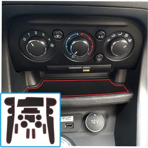 RUIYA For Ka+ 2019 2020 Car Door Groove Mat Anti-slip Slot Pad Auto Interior Organizer Decoration Accessories Red 13 Pcs