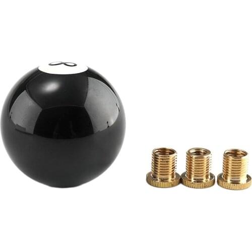 Black 8 eight Pool Billiard Ball Gear Shift Knob w/ Adapter Universal Vehicle AT/MT Shifter Lever Head
