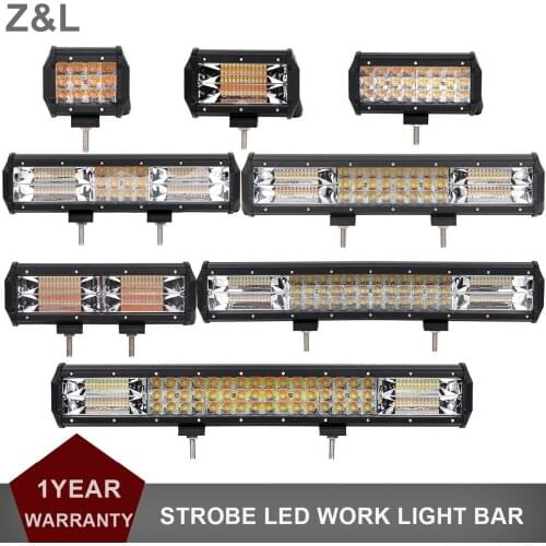 STROBE FLASH LED WORK LIGHT BAR CAR 4X4 4WD TRUCK SUV PICKUP AMBER WHITE DUAL COLOR INDICATOR DRIVING FOG WARNING HEADLIGHT