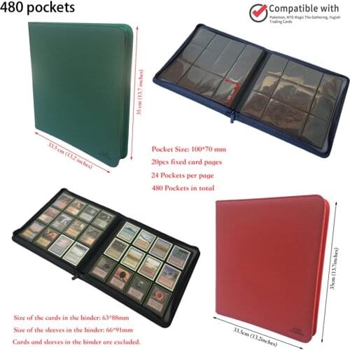 480 Pockets Side Loading Trading Card Binder - Zip Binder Album - 12 Pocket Trading Card Album Folder Card Collector