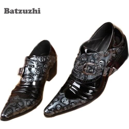 Fashion pointed toe man leather shoes Men golden man shoes skulls personality mans shoes, leisure Zapatos Hombre Gold/Black