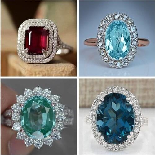 CAOSHI Vintage Rings for Women Noble Party Jewelry with Charming Oval Cubic Zirconia Elegant Female Good-quality Accessories