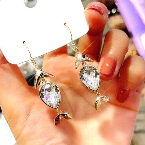 Personality Fish Shaped Crystal Dangle Earrings for Women Gold Color Fashion Accessories Dance Party Funny Earrings Girl Jewelry