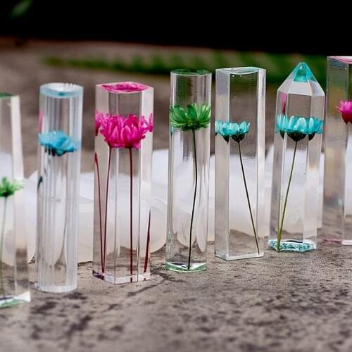 1Pcs Necklace Mold Silicone Mold Mirror Long Ornament Resin Diy Polishing-Free Cylinder Ladder Crystal Mold Diy Pendant Tool