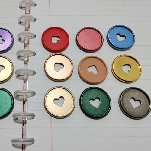 100PCS 35MM Binding Discs Notebook Mushroom HoleHeart Binder Rings For DIY Loose-leaf Loop Button Planners Office Supplies