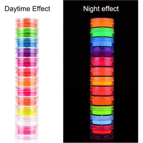 12Pcs Resin Bright Fluorescent UV Pigment Powder Black Light Reactive Luminous Resin Pigment Kit Jewerly Making