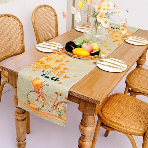 178*35CM Harvest Festival Autumn Table Runner Tablecloth Holiday Table Flag Atmosphere Decorations Supplies