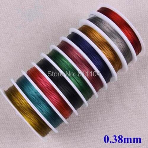 0.38mm Multi-color Tiger Tail Beading Wire Jewerly Cord Nylon Coated Stainless Steel Wire String Jewelry Making 20 Rolls/lot