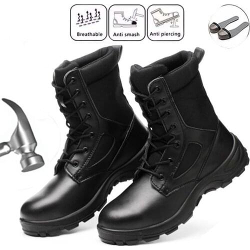 2020 new winter safety shoes work boots mens outdoor leather puncture-resistant desert tactical safety shoes military boots
