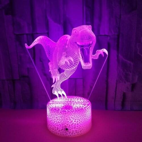 3D visual running Tyrannosaurus Rex Multi-colored Acrylic Light Creative gift 7 color change Desktop Decoration Home Furnishing