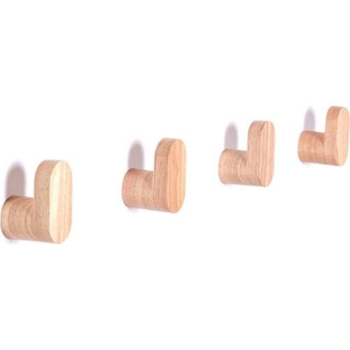 4 Pcs Modern Solid Wood Hook,Coat Hooks Wooden Hanger Scarf Key Holder,Wooden Wall Decoration,Wall Rack Minimalist
