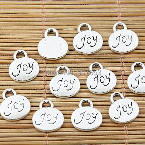 40pcs tibetan silver tone oval Joy lettering charms EF1599