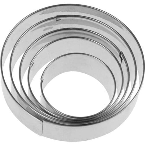 5Pc/Lot Stainless Steel Cake Mold Round Five Kits Biscuit Mold Cake Mold DIY Baking Tool Kit In Stock