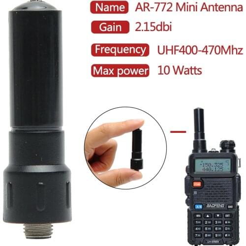 1 or 2pcs Mini ABBREE AR-772 SMA -Female UHF400-470Mhz Antenna For BaoFeng UV-5R UV-82 BF-888S 9R Plus Walkie Talkie