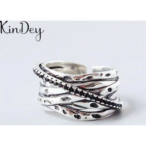 Kindey Personality Silver Color Big Irregular Rings For Women Wedding Jewelry Adjustable Antique Finger Ring Anillos