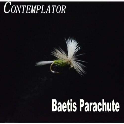 CONTEMPLATOR 6pcs/box 14# Baetis Parachute olive body dry flies bait simulating baetises hatches surface water fly fishing lures