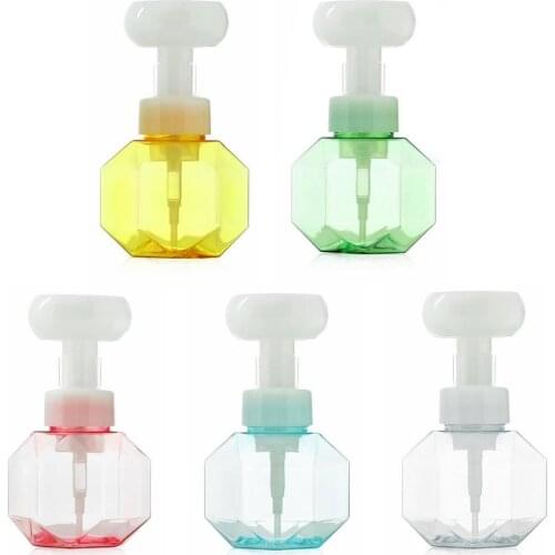 Liquid Soap Dispenser Flower Shape Foam Foaming Pump Empty Bottle Plastic Clear Shower Gel Hand Sanitizer Foam Bottle 300ml