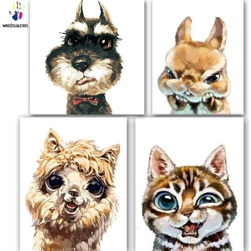 DIY colorings pictures by numbers with colors Cute little animals picture drawing painting by numbers framed Home