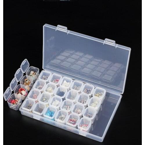 Nail Art Decorations Storage Case 28 Compartment Empty Box Transparent Nails Accessoires Glitter Rhinestones Container Tools