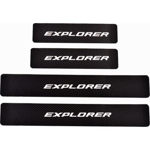 For Ford Explorer Door Threshold Plate Car Door Sill Step Plate Carbon Fiber Pu leather Car-Styling