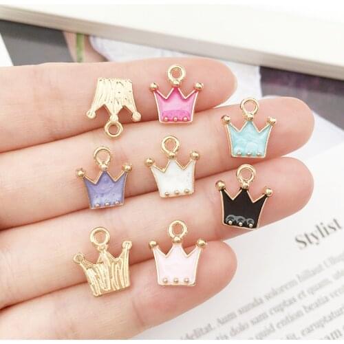 30Pcs Crown Enamel Charms Mix Color Pendants Accessories For DIY Bracelet Necklace Earrings Jewelry Making Findings