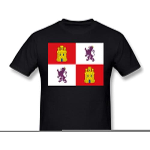 Flag Of Castile And Leon Men s Basic Short Sleeve T-Shirt Novelty Flags of the autonomous communities of Spain Eur Size