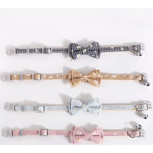 Tie Daisy Flowers Dog Collar Adjustable Collar for Cats Fashion Bell Necklace Bow Tie Pet Collar Pet Bow Pet Dog Accessories