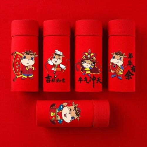 The year of the ox this life year bright red cotton mens underwear cartoon in the waist red boxer pants NN091
