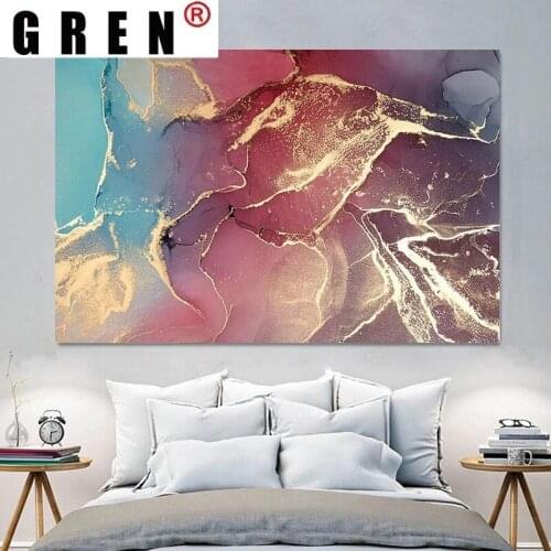 GREN Modern Colorful Marble Texture Abstract Canvas Painting Ink Prints Poster Nordic Sofa Wall Art Picture Living Room Unframed