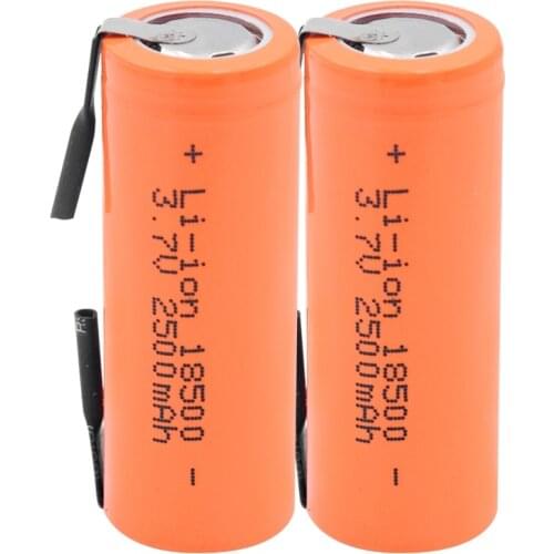 GTF 3.7V 2500mAh 18500 Li-ion Battery With 2 Welding Tabs 18500 2500mAh Lithium Ion Cell For Led Flashlight Headlight Mechanical