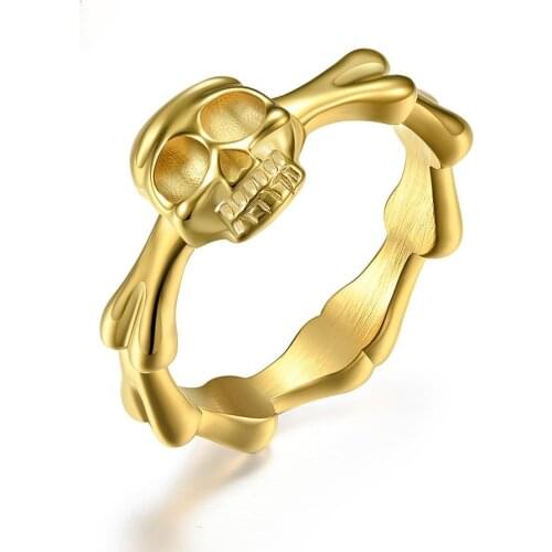 MIQIAO Stainless Steel Titanium Skull Punk Dav Motor Cycling Rider Hip Hop Bague Rings for Men Women Couple Friends Gift Jewelry