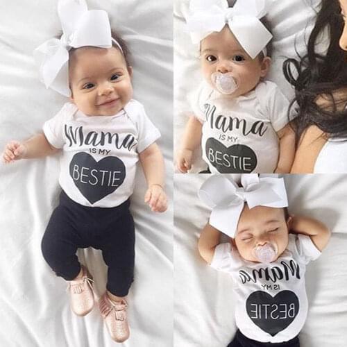 Mama Is My Bestie Baby Jumpsuits 0-18M Newborn Toddler Infant Baby Bodysuits Girl Romper Jumpsuit Outfit Sunsuit Clothes