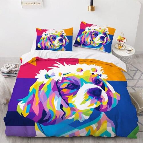 3D Comforter Shell Duvet Quilt Cover Bedding Set Twin King Queen Double Single Size Cartoon Pet Dog Colourful Design Bed Linens