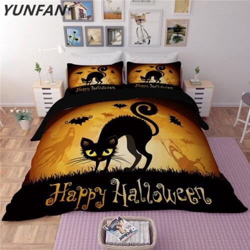 Happy Halloween cat bedding Sets Sense of design twin full queen king size bedclothes duvet cover quilt cover pillow cases