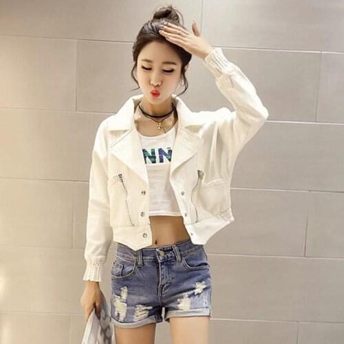 Women Spring Autumn White Short Oversize Jean Jacket Woman Windbreaker Streetwear Plus Size Denim Coat Casual Jeans Jackets