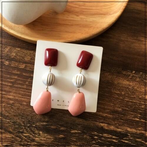 LANIWOO Vintage Pink Drop Earring 2021 New Fashion Jewelry Present For Women Girls Wholesale Accessory