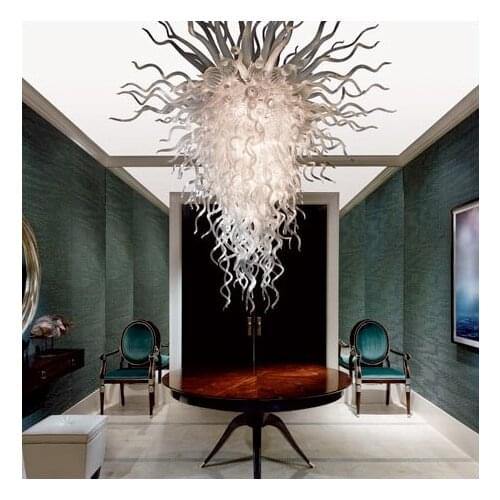 GIRBAN Free Large Hand Blown Glass living room Chandelier lighting White LED Art Glass Loft Lights chandelier in the hall