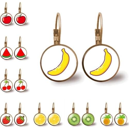 Cute Vibrant Orange Statement Earrings Fun Fruit Slice Glass Round Drop Earrings for Women Girls Creative Gift Wholesale