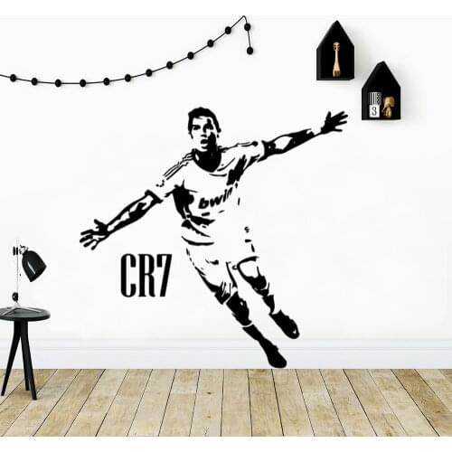 Fashion Stickers Football Player Wall Sticker For Kids Room Decor Wallpaper Soccer CR7 Vinyl Wall Decals